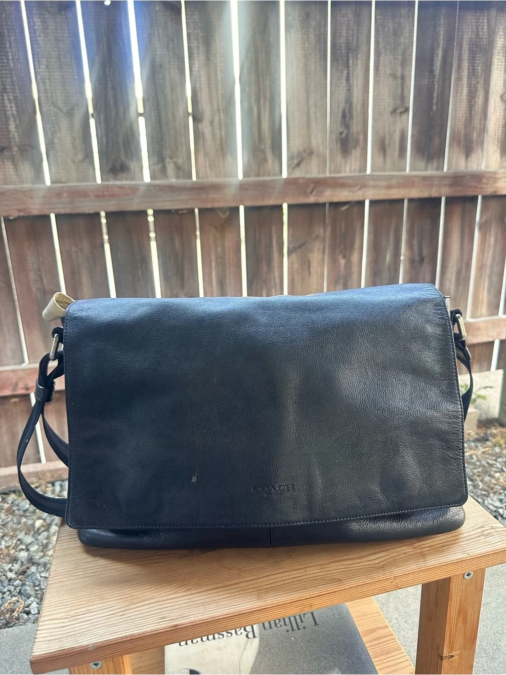 Coach Black Pebbled Leather Messenger Bag